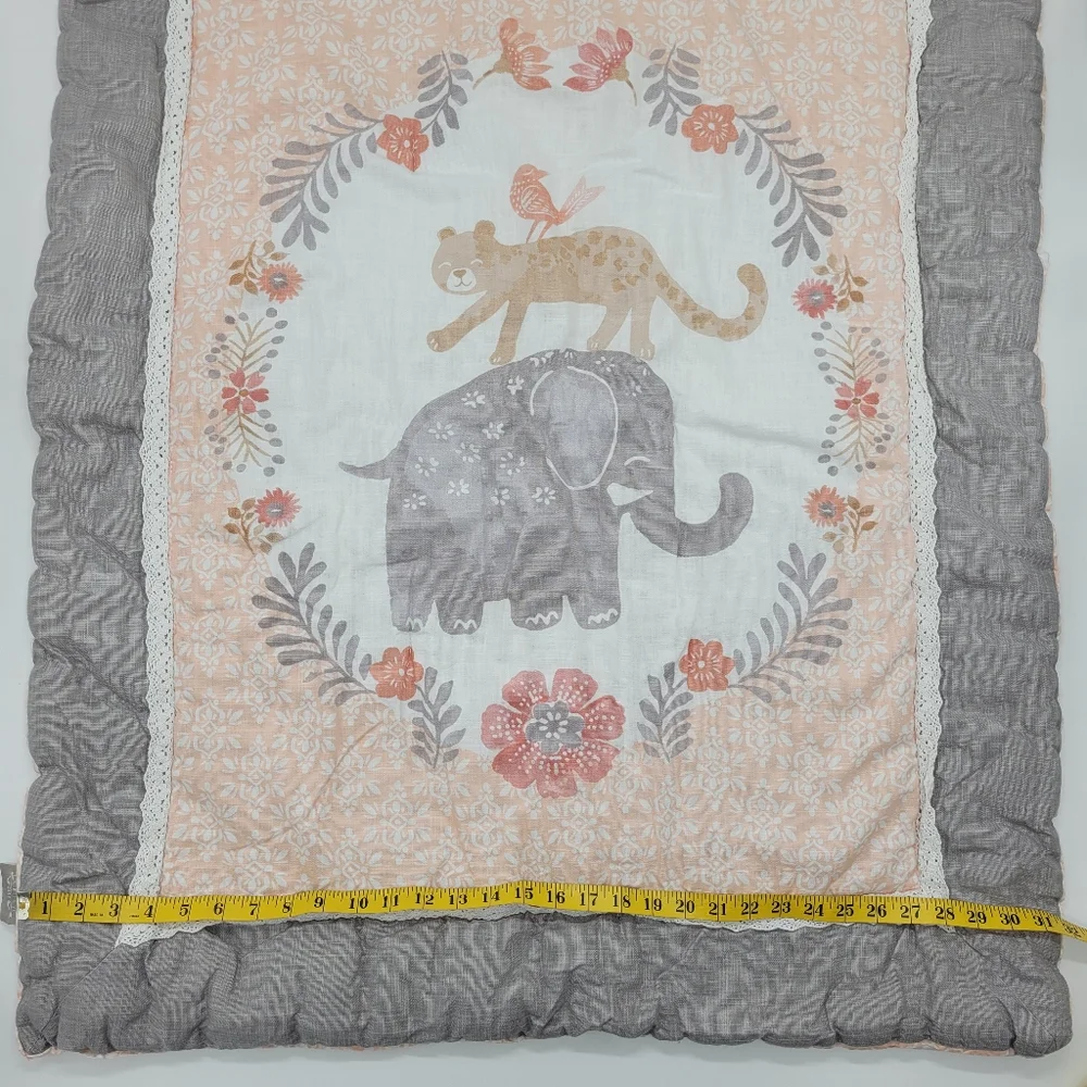 Levtex Baby Jungalo Blush Infant Quilt Comforter Grey Coral Children Nursery